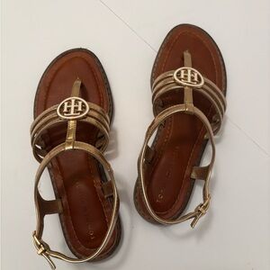 Tommy Hilfiger Women's Brown and Gold Sandals
